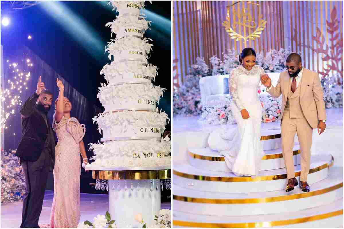 Mercy Chinwo’s Massive 8-tier Wedding Cake Impresses Many, Showcasing Hits from Her Popular Gospel Songs
